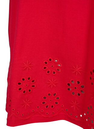 T-Shirt aus Baumwolle mit Broderi anglaise, Tango Red, Packshot image number 3
