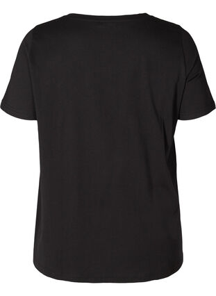 Kurzarm T-Shirt aus Baumwolle mit A-Linie, Black, Packshot image number 1