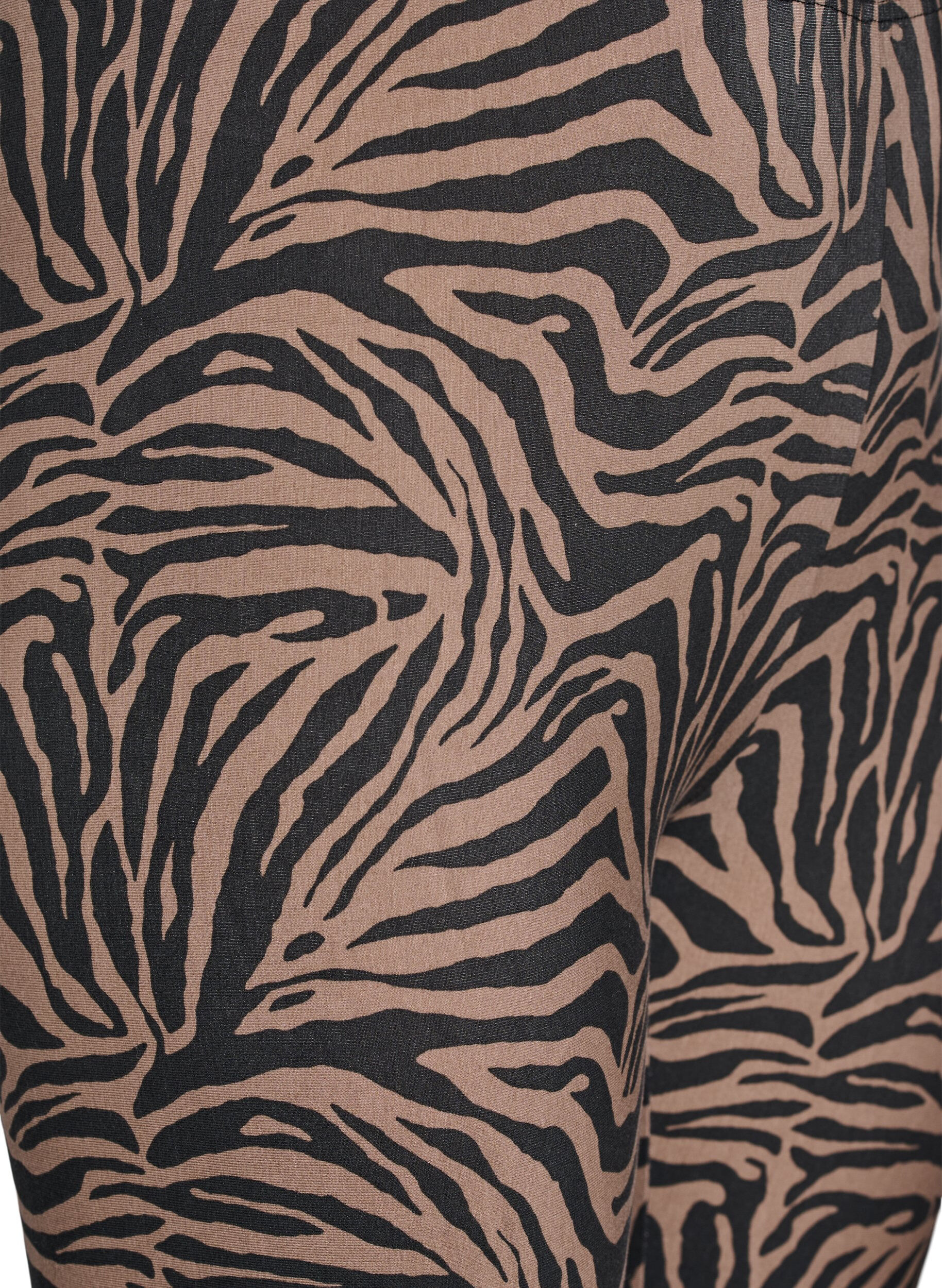 ZizziLeggings aus Viskose mit Zebraprint, Braun, Packshot image number 2