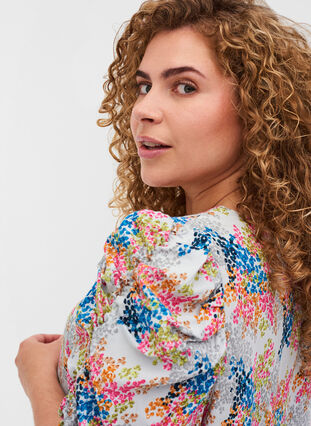 Bluse aus Viskose mit Print und Puffärmeln, Gray Dawn AOP, Model image number 2
