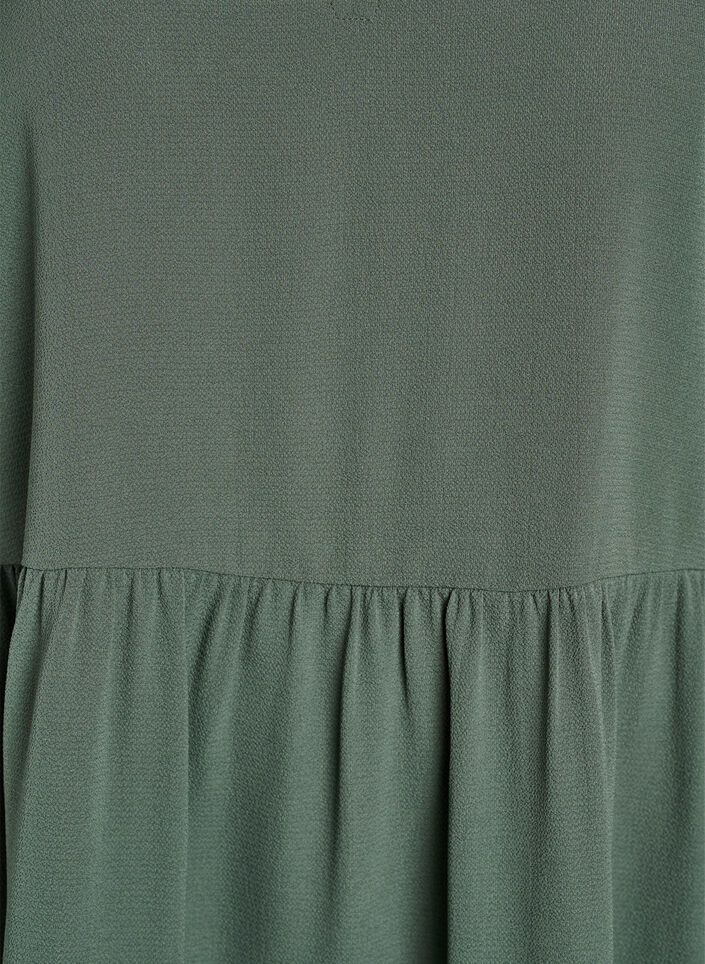 Kurzarmkleid in A-Linienform mit Schnittlinien, Grün, Packshot image number 2