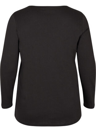 Langarm Bluse aus Baumwolle mit Mesh, Black, Packshot image number 1