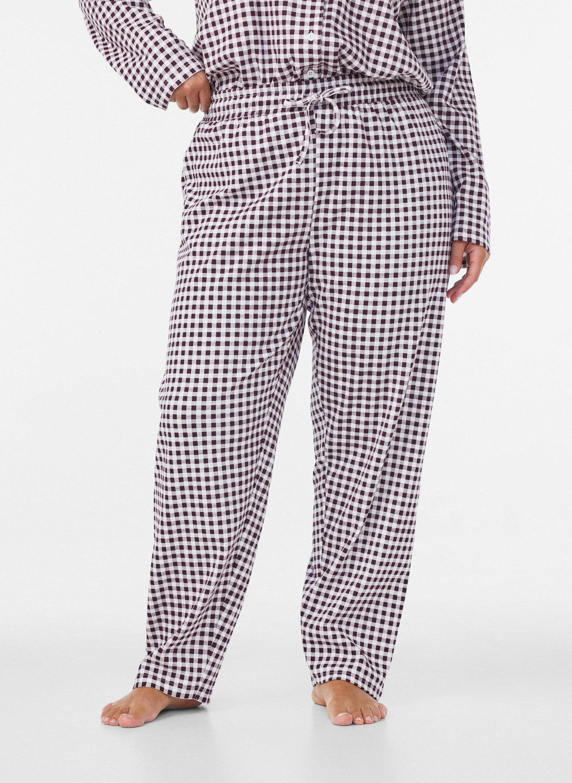 ZizziBaumwoll-Pyjamahose mit hohem Bund, Rot, Model image number 2