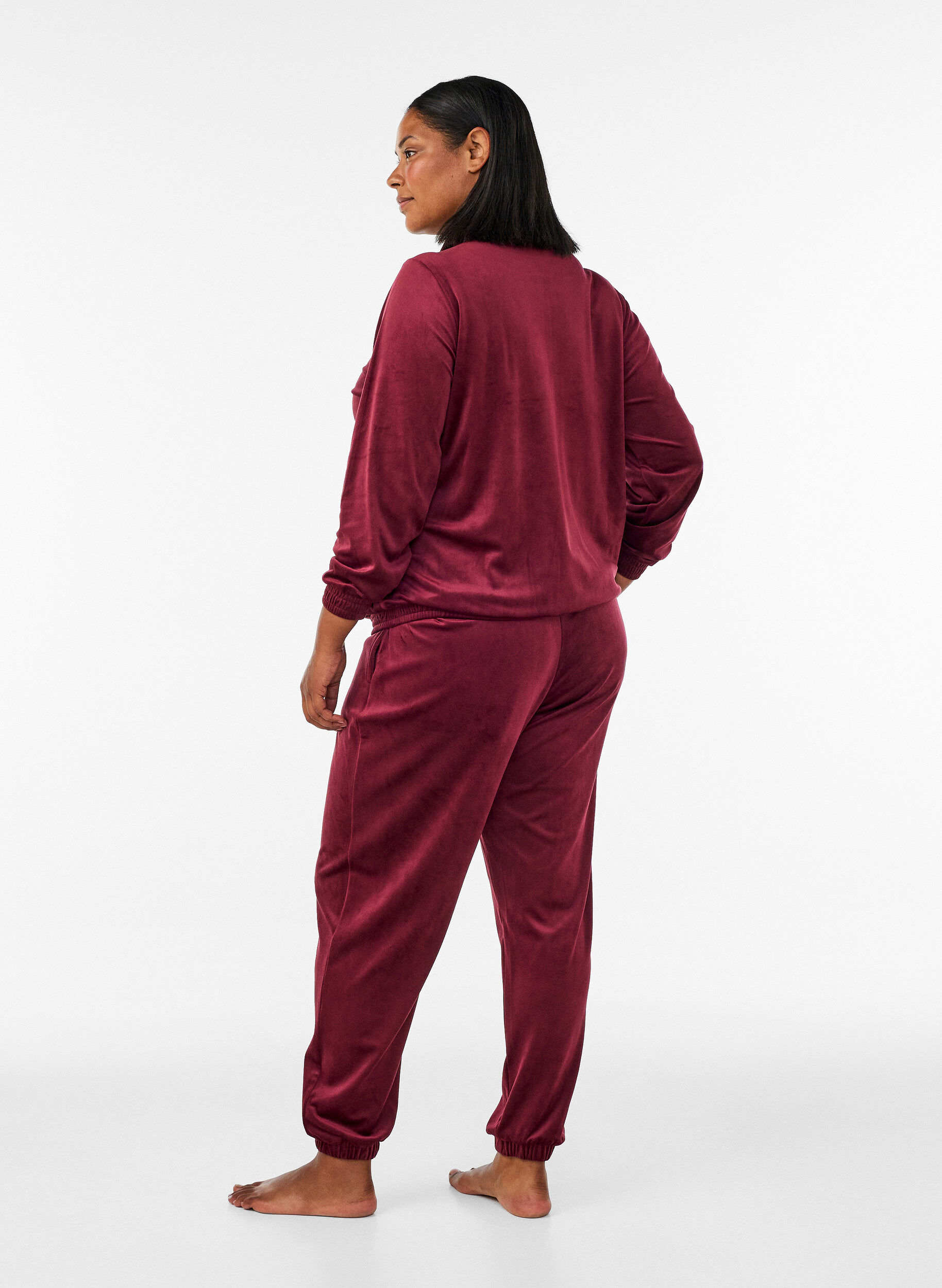ZizziLockere Hose aus Velours, Rot, Model image number 1