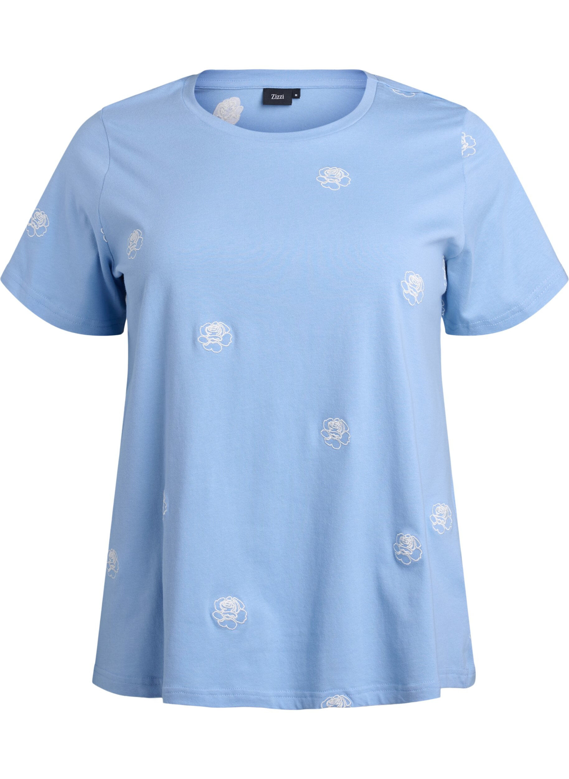 ZizziT-Shirt aus Bio-Baumwolle mit aufgestickten Motiven, Blau, Packshot image number 0