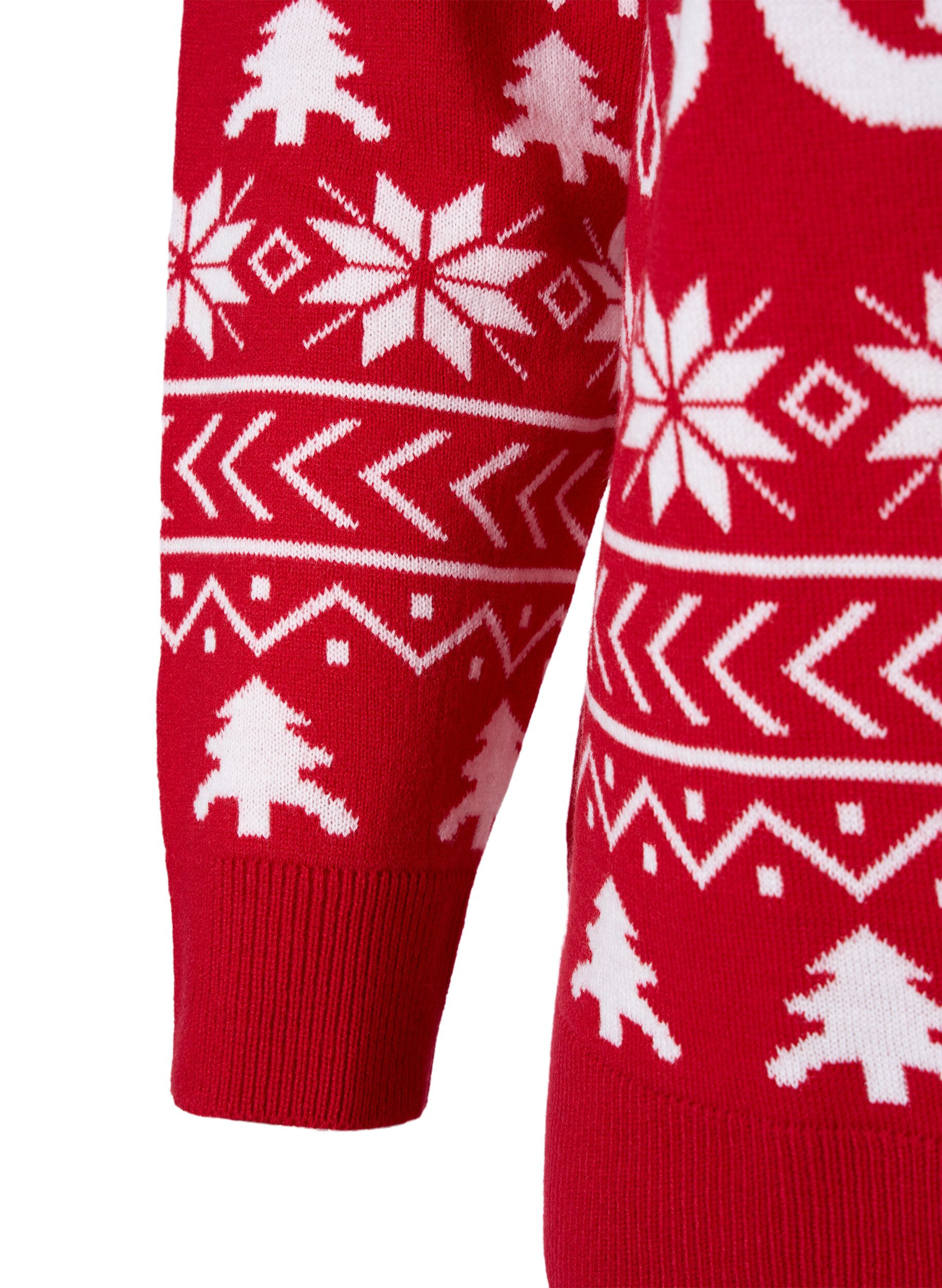 ZizziPullover mit Weihnachtsmuster, Tango Red, Packshot image number 3
