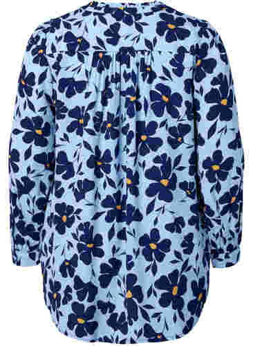 	 Langärmelige Bluse mit V-Ausschnitt, Flower AOP, Packshot image number 1