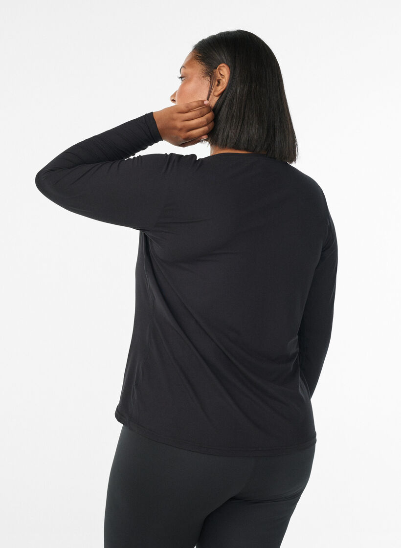 Trainingsbluse mit langen &Auml;rmeln, Schwarz, Model image number 2