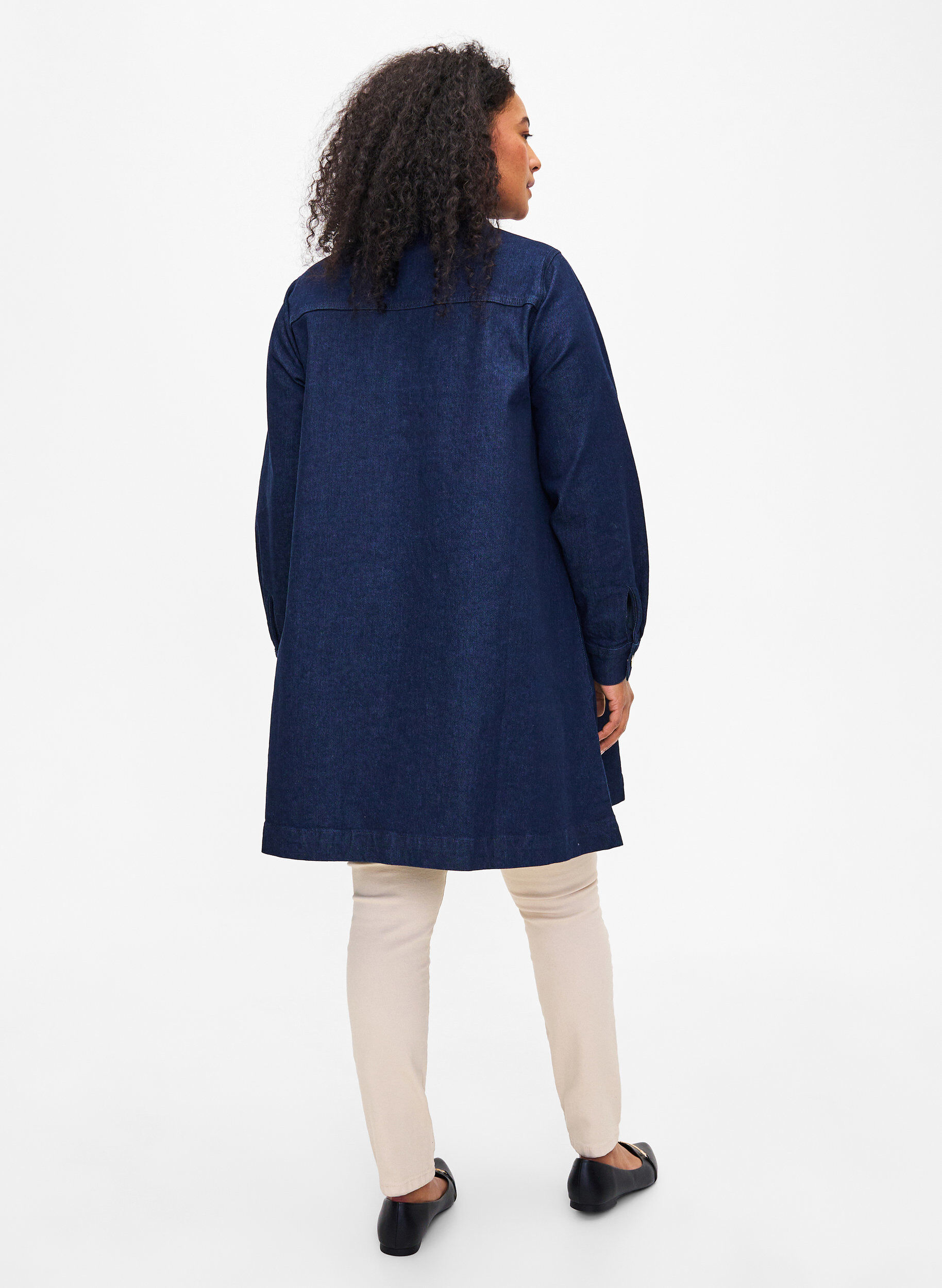 ZizziDenim-Kleid mit A-Form und Kn&ouml;pfen, Dark Blue Denim, Model image number 1