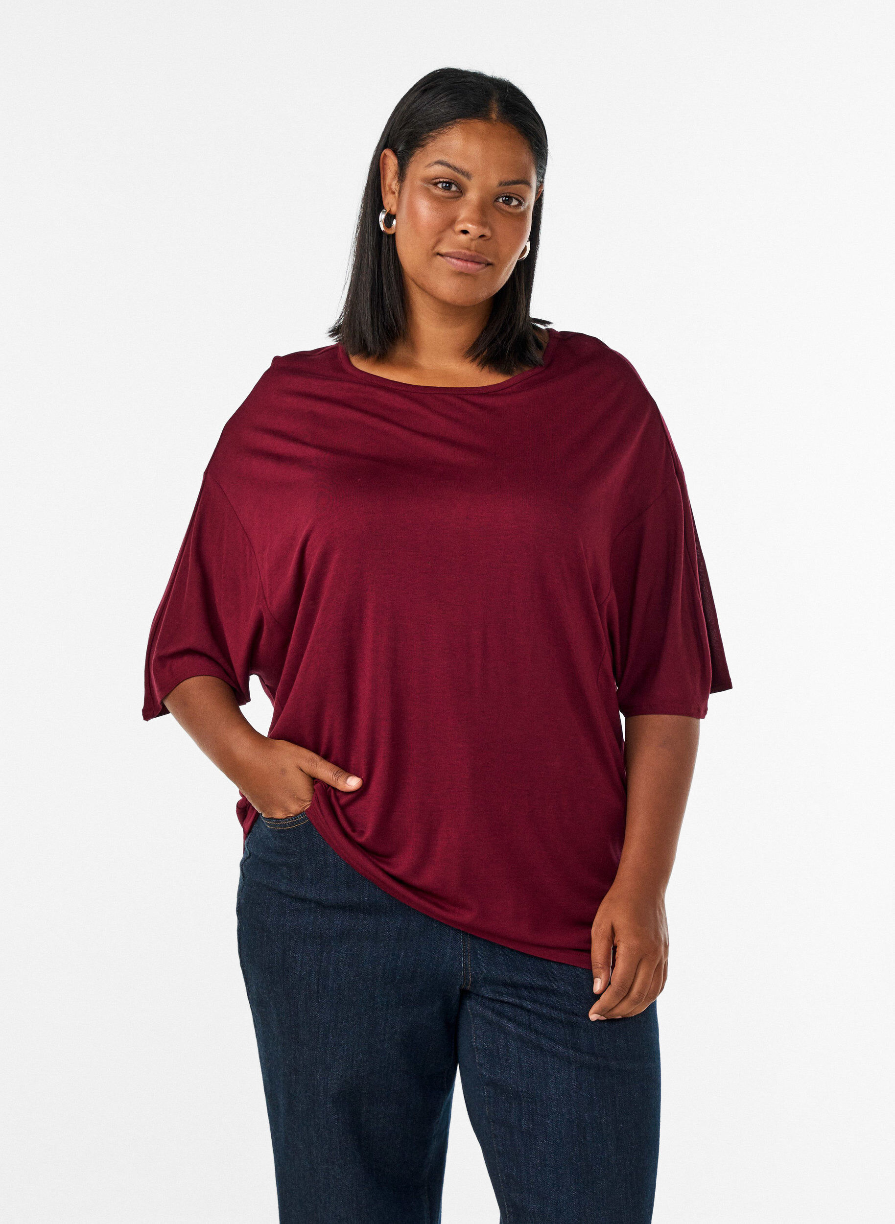 ZizziLockeres T-Shirt aus Viskose-Jersey, Rot, Model image number 0