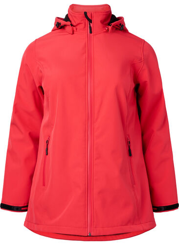 Softshell-Jacke mit abnehmbarer Kapuze, Poppy Red, Packshot image number 0