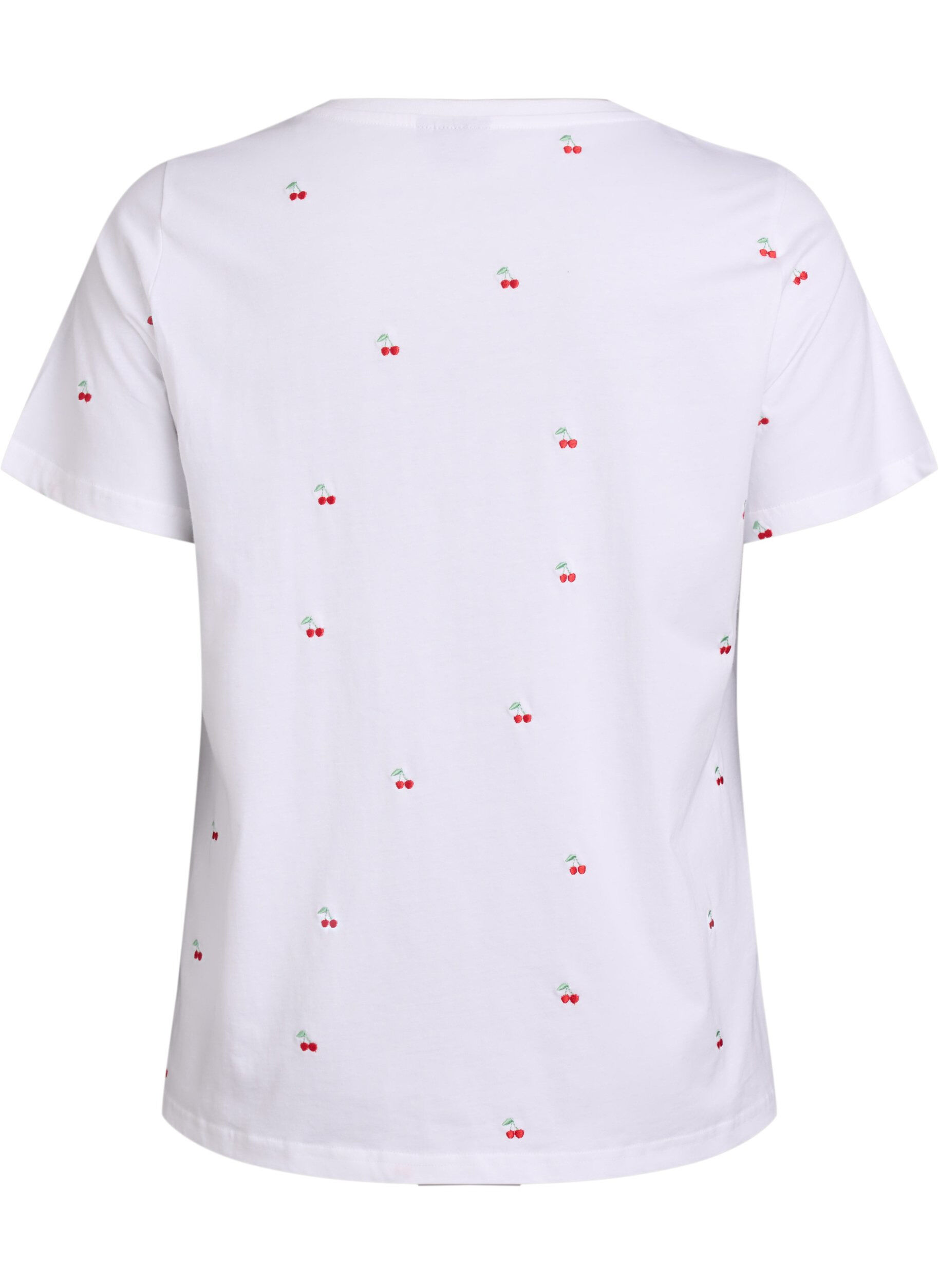 ZizziT-Shirt aus Bio-Baumwolle mit aufgestickten Motiven, Wei&szlig;, Packshot image number 1