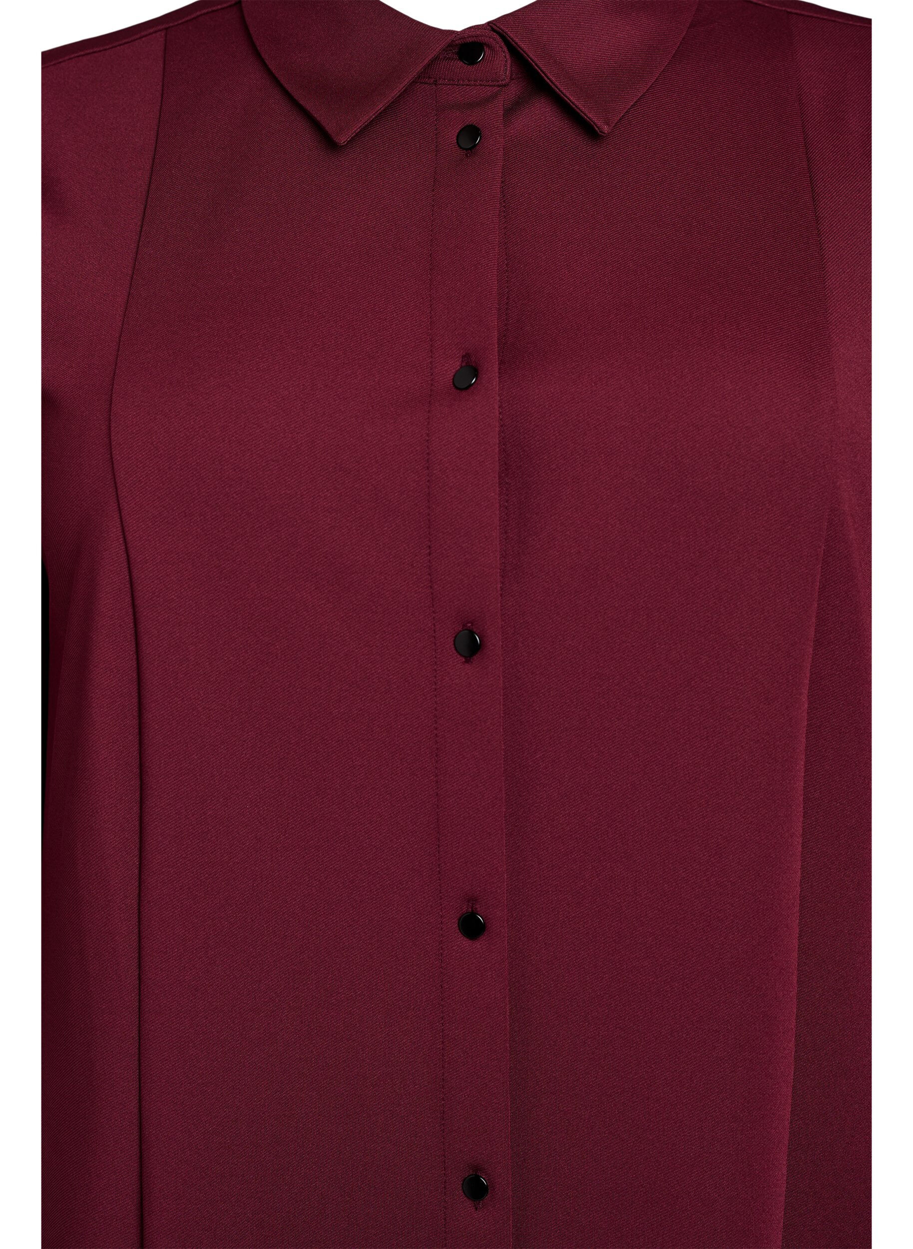 ZizziKurzes Hemdblusenkleid aus Baumwolle mit 3/4-&Auml;rmeln, Rot, Packshot image number 2