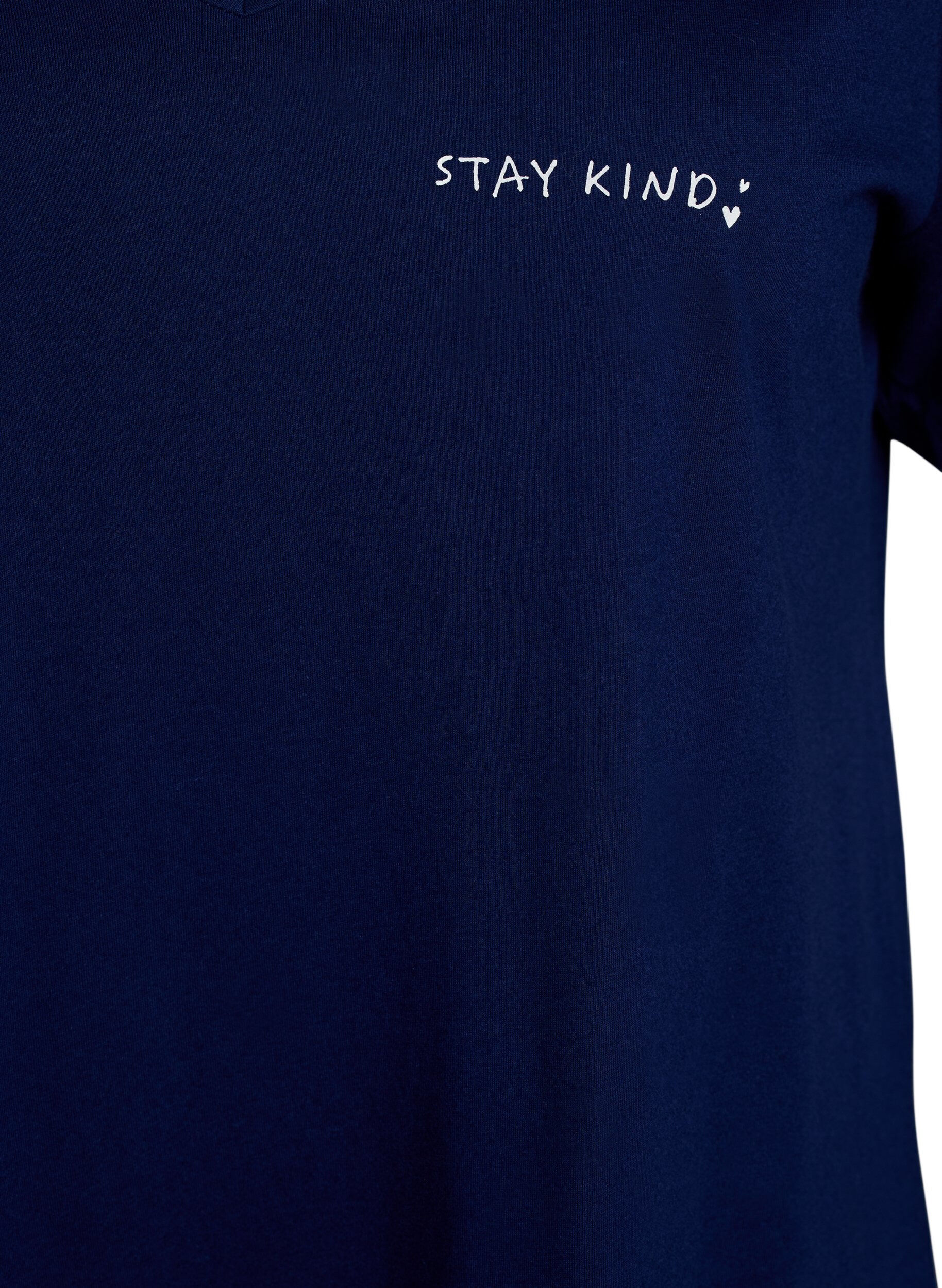 ZizziOrganische Baumwoll-Nachthemd mit V-Ausschnitt, Blau, Packshot image number 2