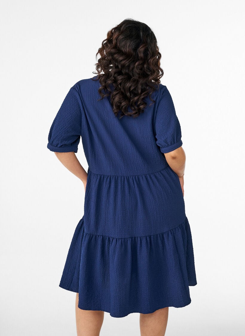 Kurzes A-Linien-Kleid, Blau, Model image number 2