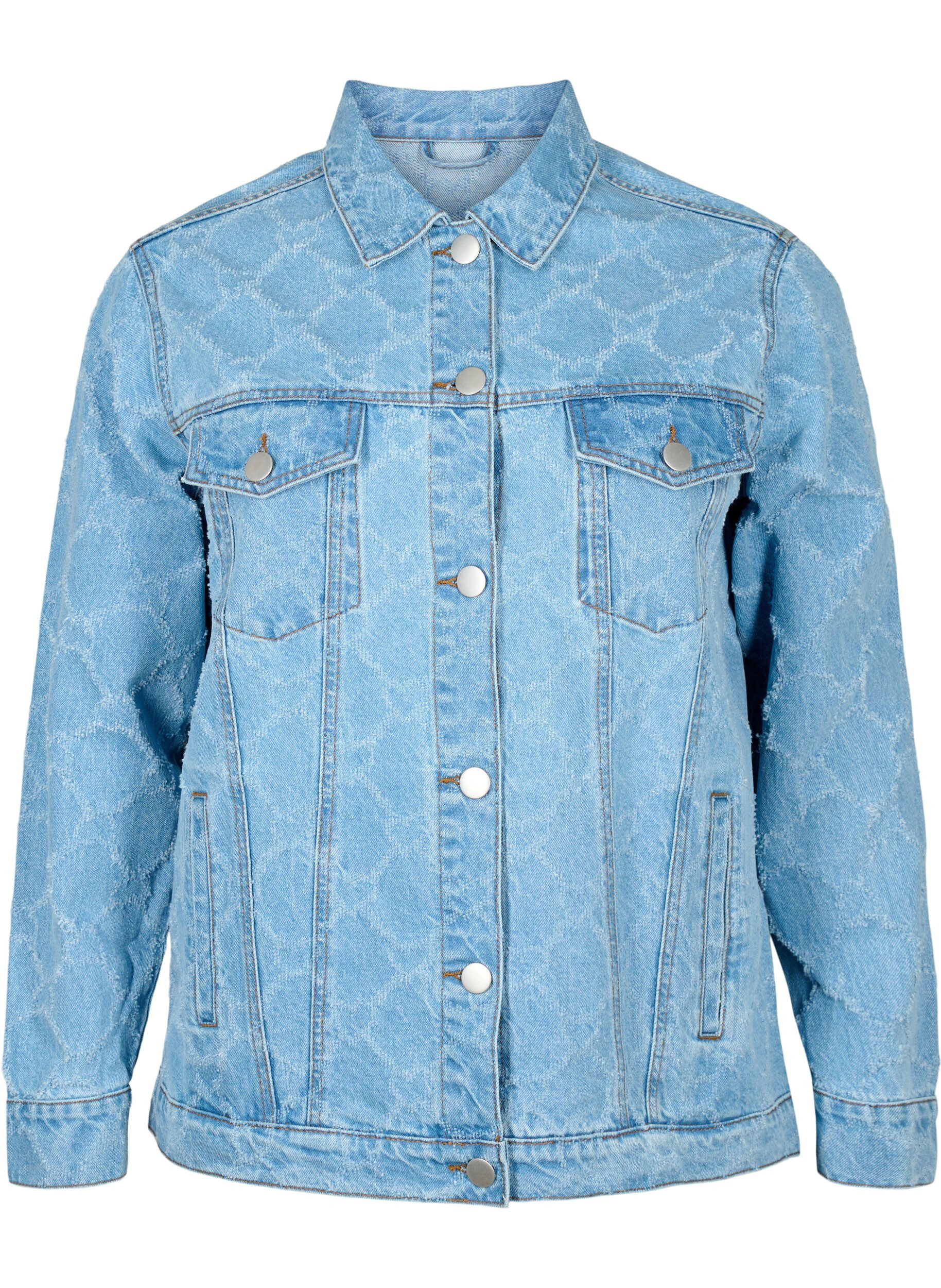 ZizziDenim-Jacke mit Destroyed-Muster, Blue denim, Packshot image number 0