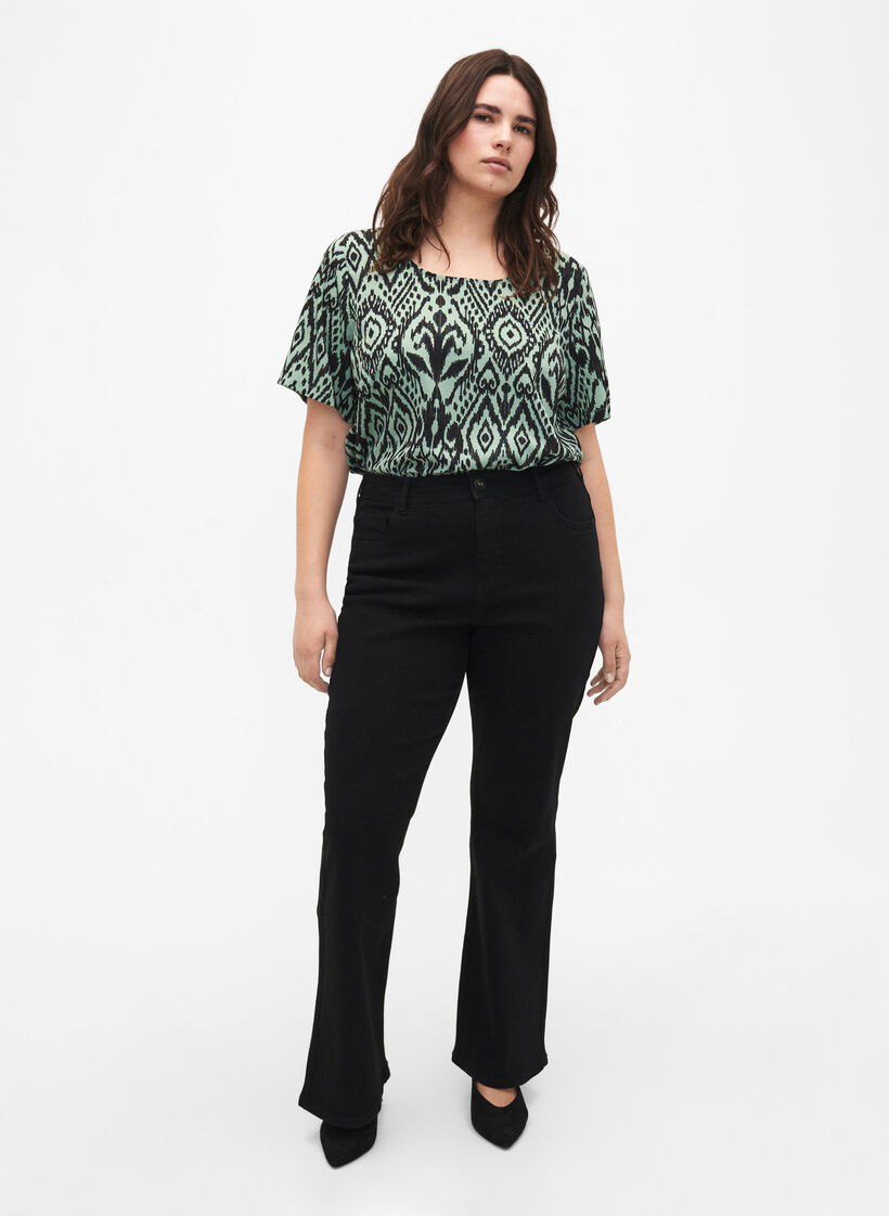 FLASH – Kurzärmelige Bluse mit Print, Green Bay Ehnic, Model image number 2