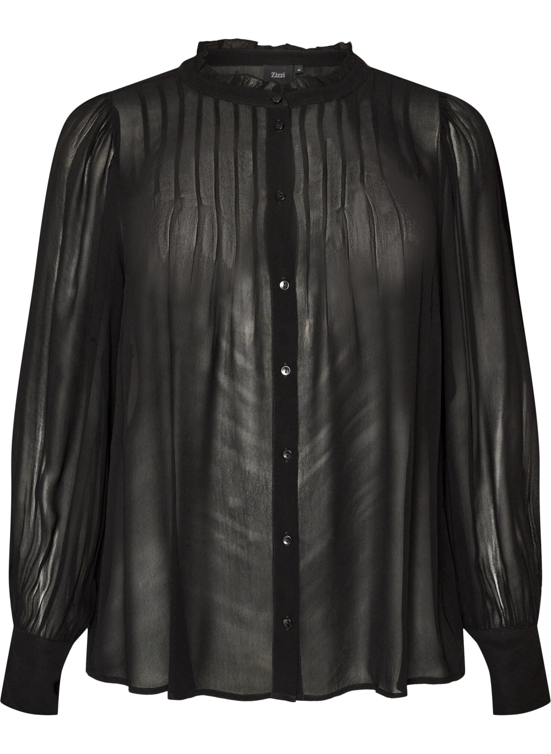 Bluse aus Viskose mit R&uuml;schenkragen