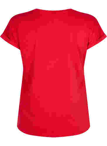 Kurzärmeliges T-Shirt aus einer Baumwollmischung, Tango Red, Packshot image number 1