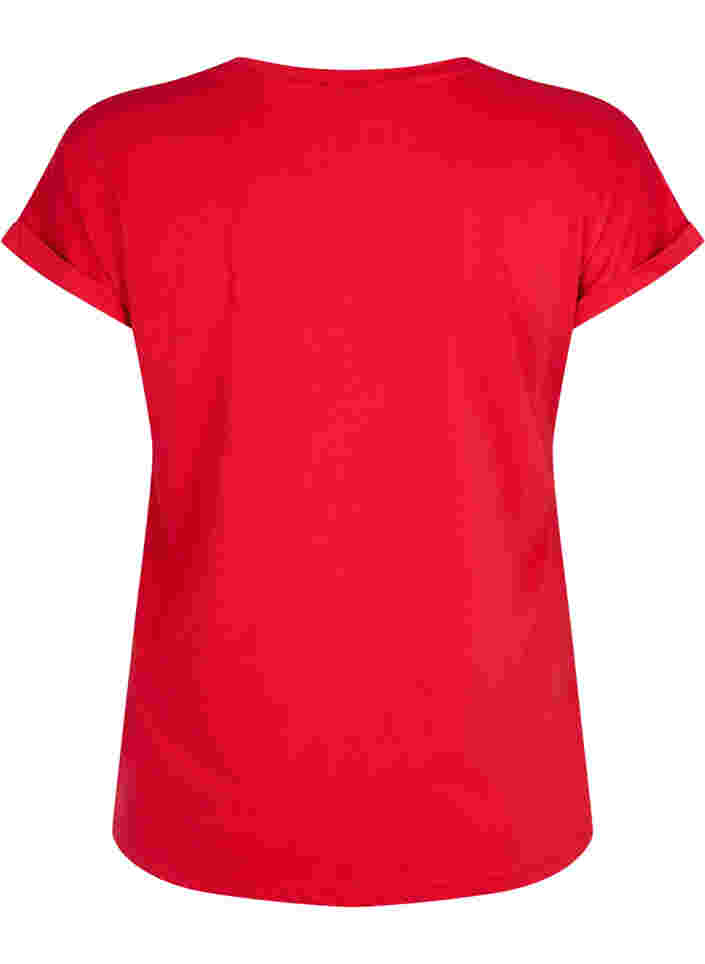 Kurzärmeliges T-Shirt aus einer Baumwollmischung, Tango Red, Packshot image number 1