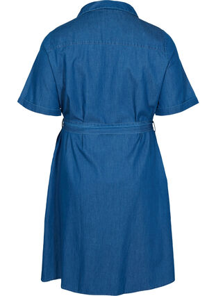 Denimkleid aus Baumwolle mit Taillengürtel, Medium Blue, Packshot image number 1