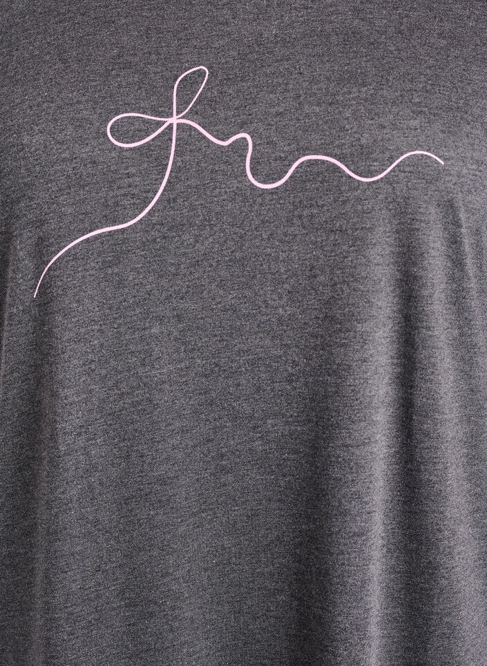 Kurzarm-Nachthemd mit Textaufdruck, Schwarz, Packshot image number 2