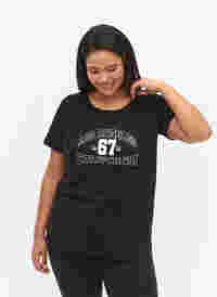 Baumwoll-T-Shirt mit Frontprint, Black LOS ANGELES, Model