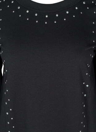 Sweatkleid aus Baumwolle mit Nieten, Black, Packshot image number 2