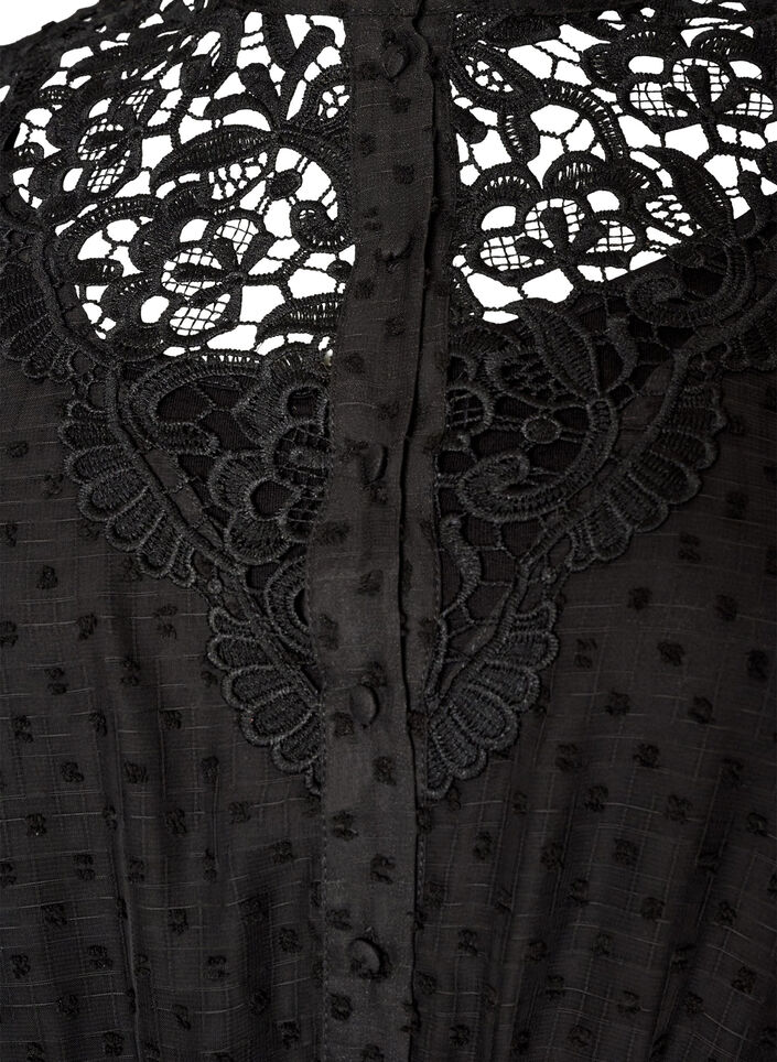 Kleid aus Chiffon mit Guipure-Spitze und Empire-Linie, Schwarz, Packshot image number 2