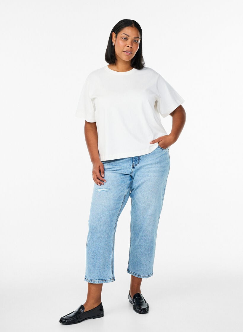 Gek&uuml;rzte Vera Jeans mit Destroyed-Effekten, Blau, Model image number 0