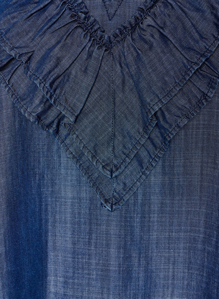 Kurzes Kleid im Denim-Look mit R&uuml;schen, Blau, Packshot image number 2