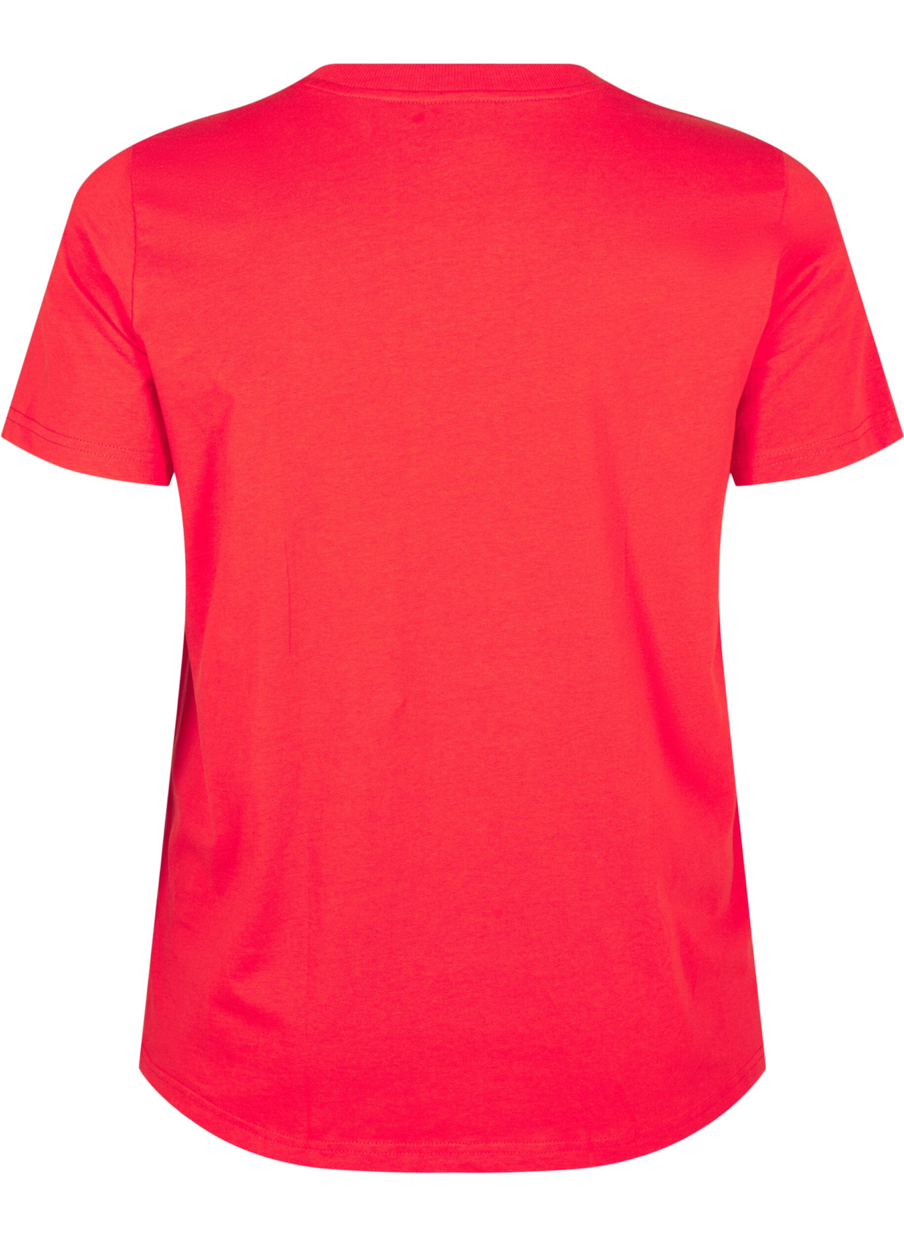 ZizziBasic T-Shirt aus Baumwolle mit Rundhalsausschnitt, Rot, Packshot image number 1
