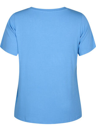 Geripptes T-Shirt aus Viskose mit V-Ausschnitt, Marina, Packshot image number 1