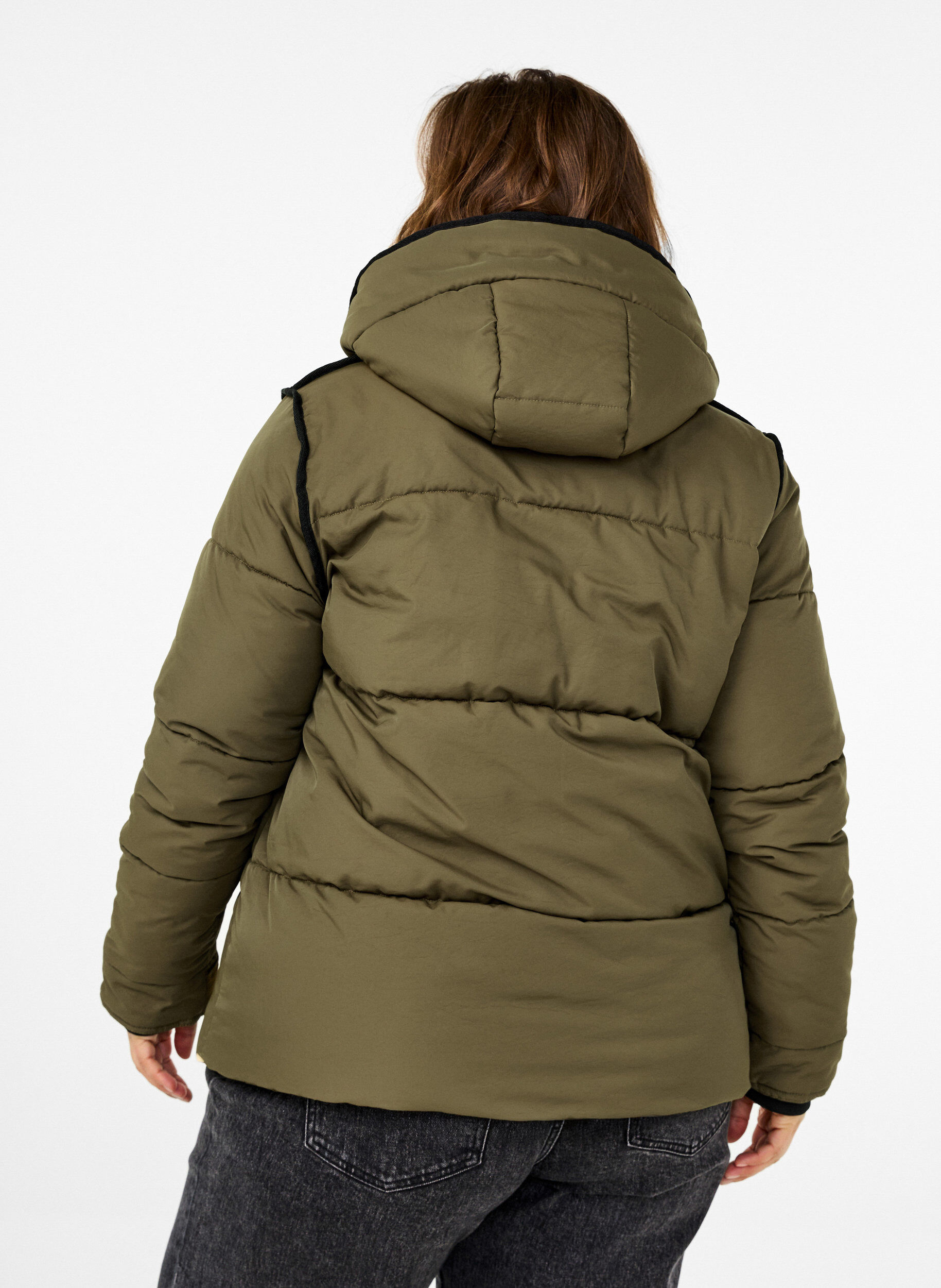 ZizziKurze Steppjacke mit Kontrastdetails, Gr&uuml;n, Model image number 2