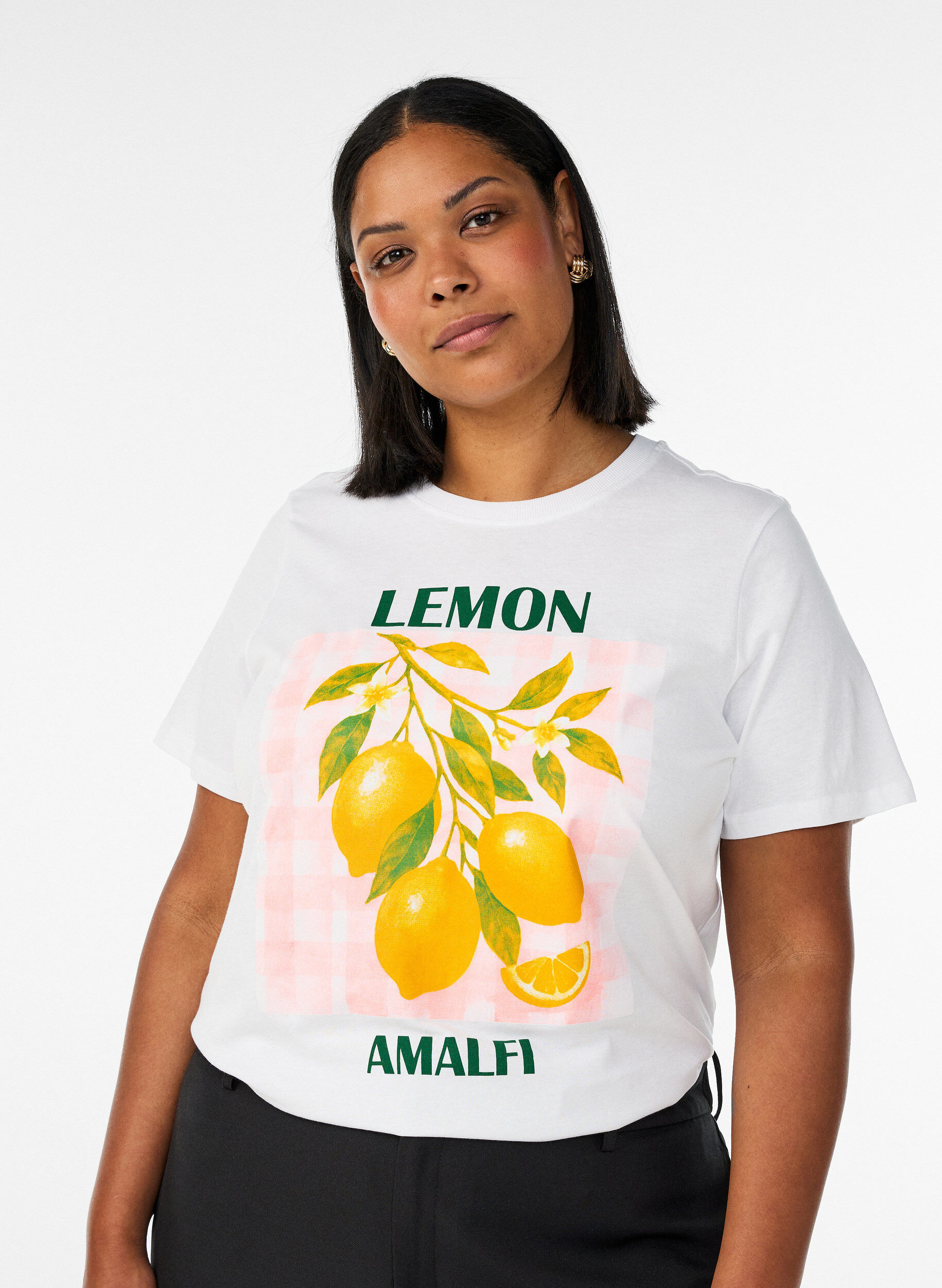 T-shirt aus Baumwolle mit Print, Wei&szlig;, Model