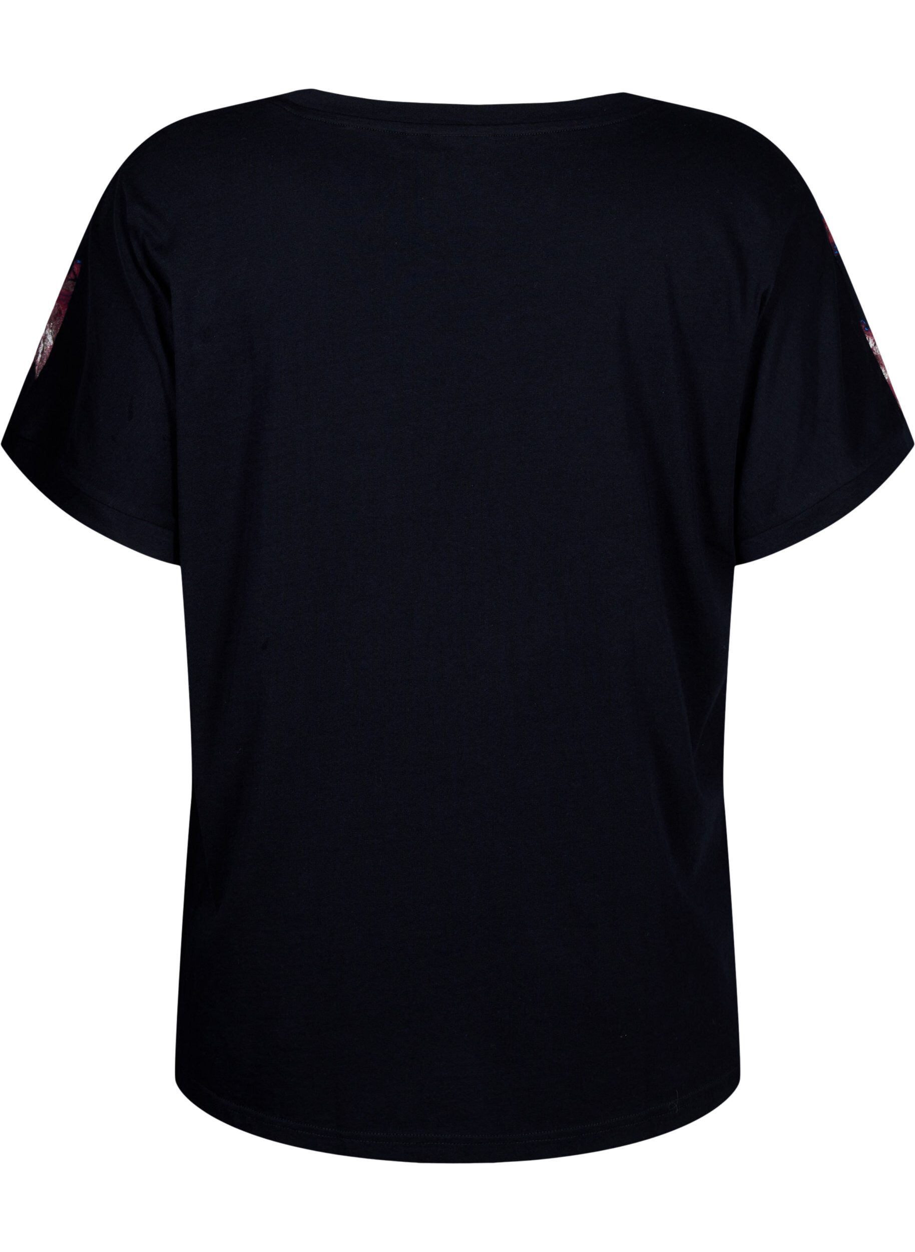 ZizziLockeres T-Shirt mit Blumenmuster, Black Purple Fl. AOP, Packshot image number 1