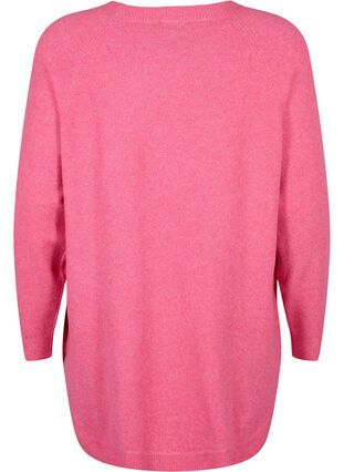 Gestricker Pullover in melierter Optik mit Knopfdetails, Hot Pink White Mel., Packshot image number 1