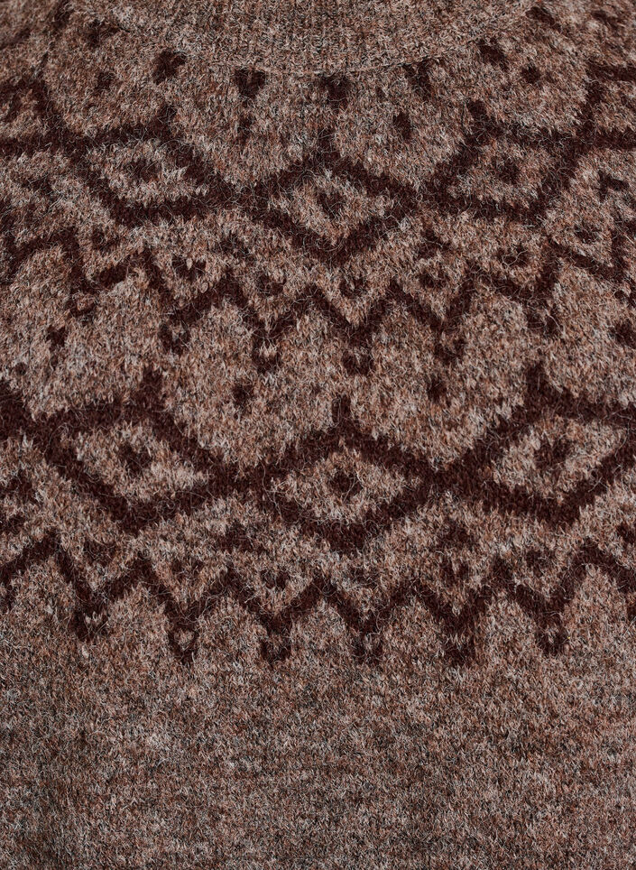 Kleid aus Strick mit Jacquard-Muster, Braun, Packshot image number 2