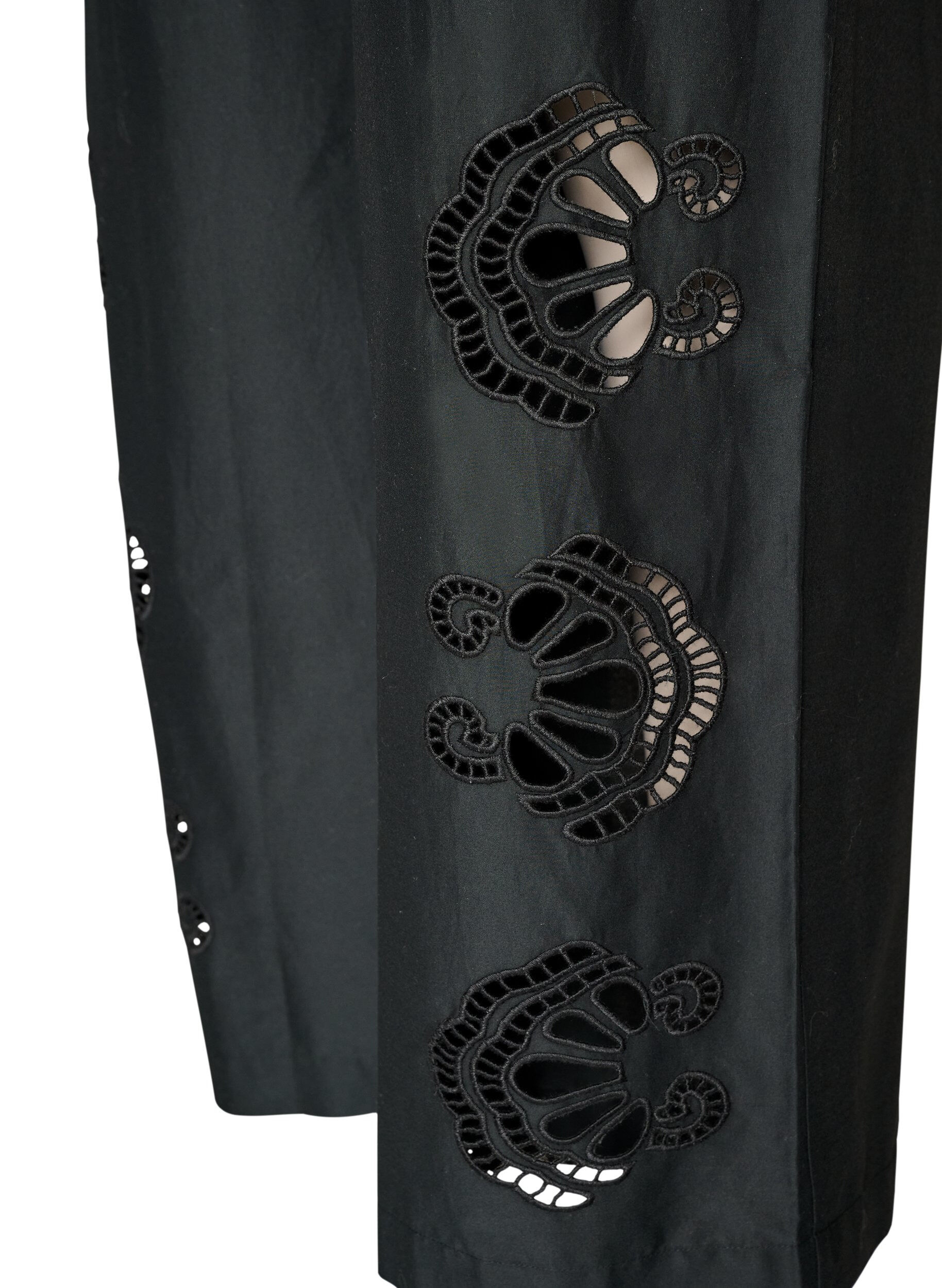 ZizziHose aus Baumwolle mit bestickten Cut-outs, Schwarz, Packshot image number 3