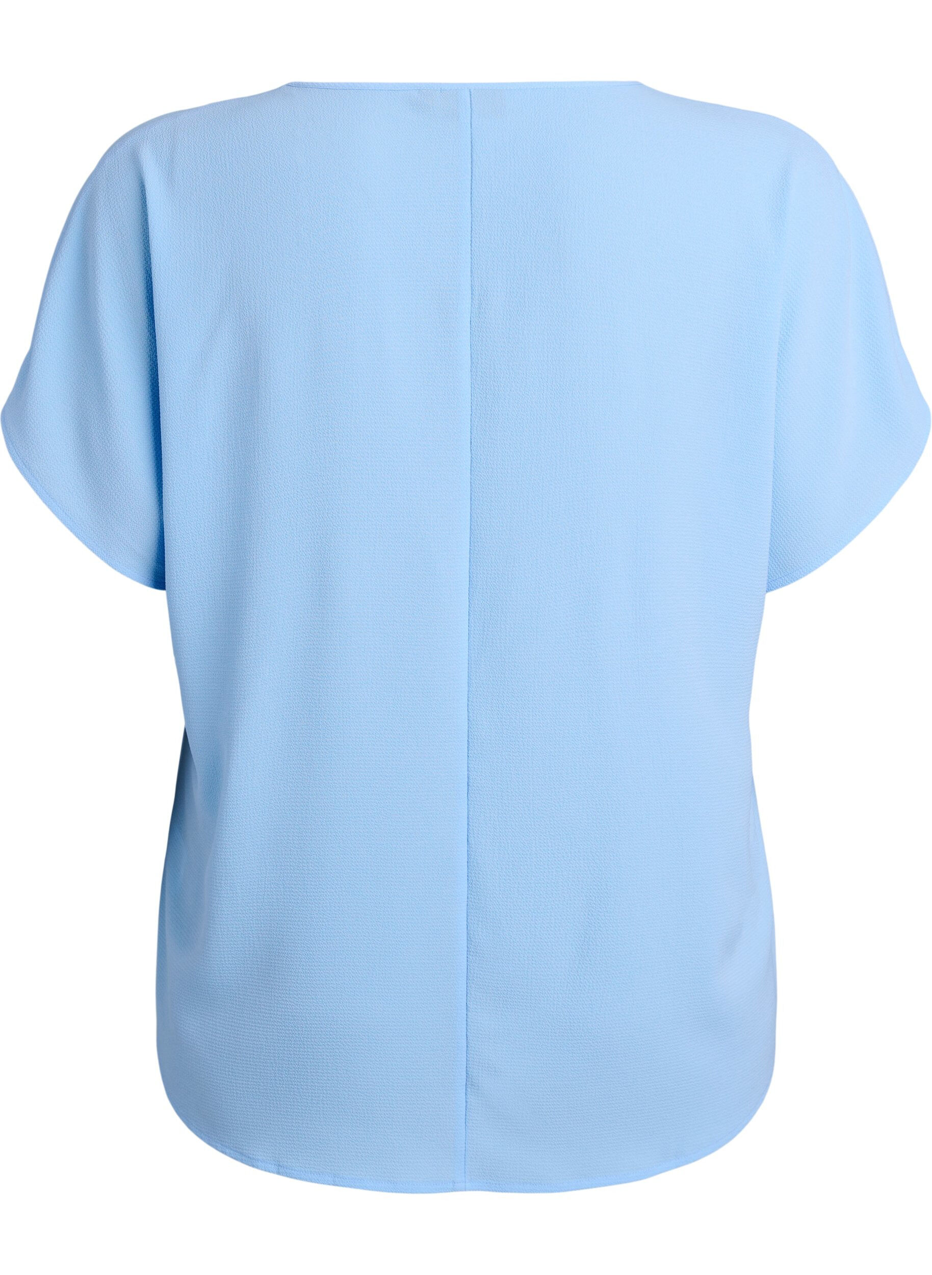 ZizziBluse mit kurzen &Auml;rmeln und Rundhalsausschnitt, Blau, Packshot image number 1