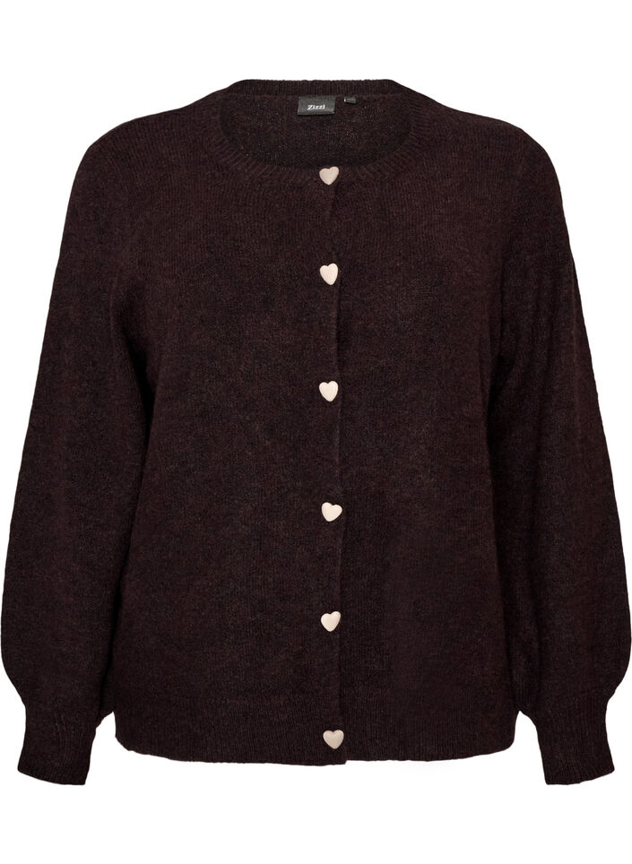 Cardigan mit Kn&ouml;pfen in Herzform, Braun, Packshot image number 0