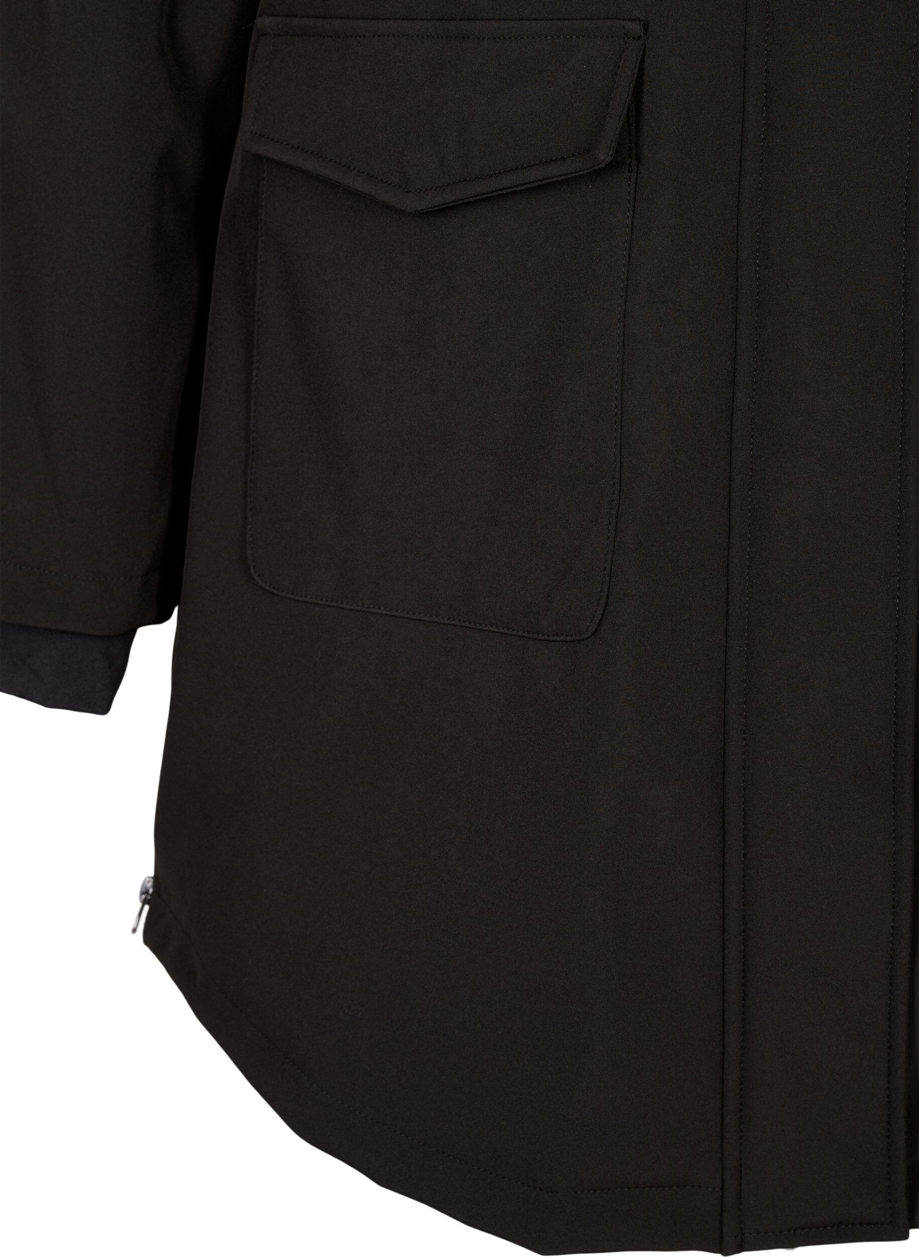 ZizziWasserabweisende Softshell-Jacke mit Steppfutter, Schwarz, Packshot image number 3