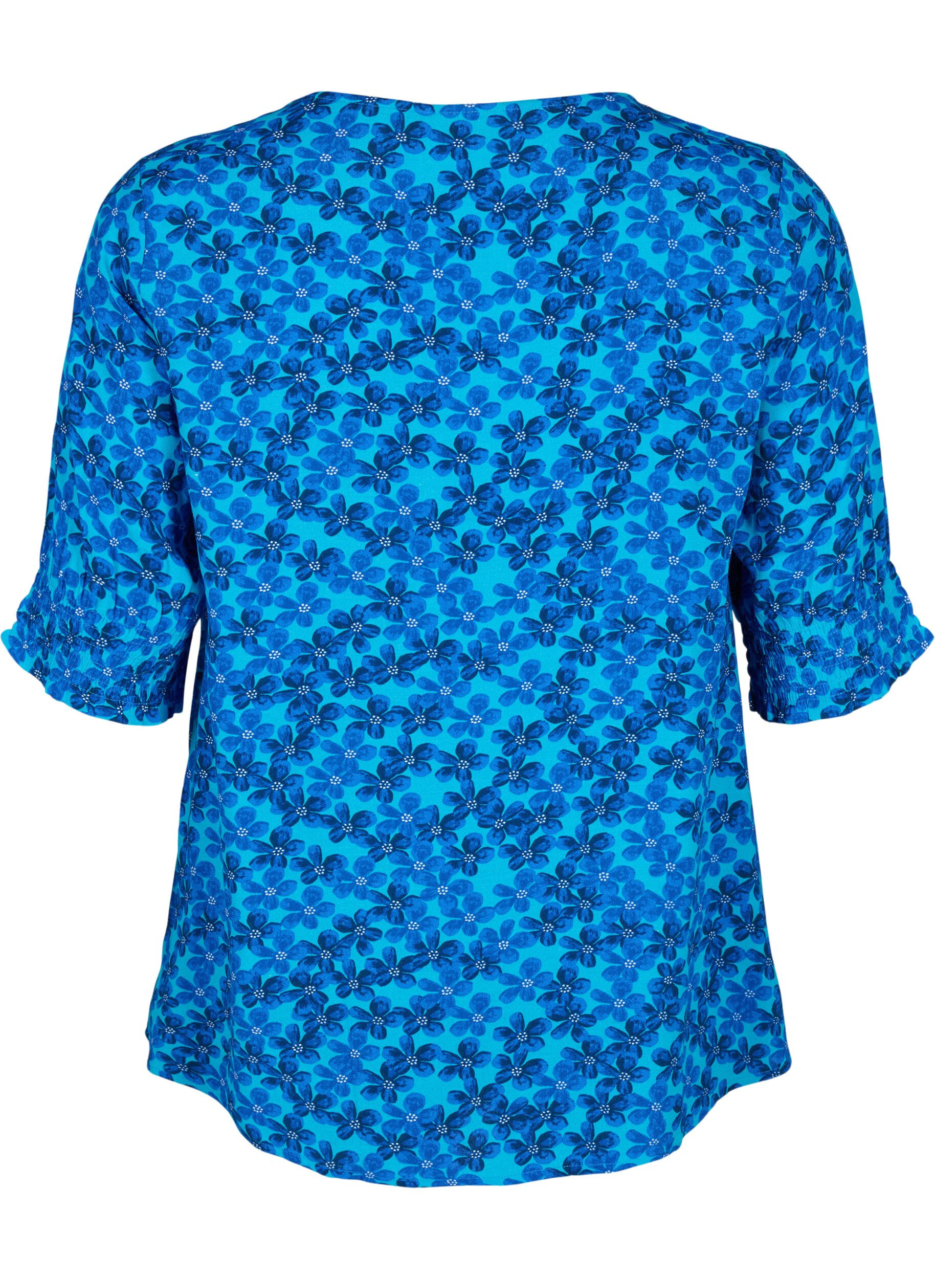 Zizzi Viskosebluse mit Kn&ouml;pfen, Blue Small Flower, Packshot image number 1