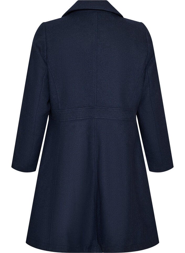 A-line wool coat with pockets, Blue, Packshot image number 1