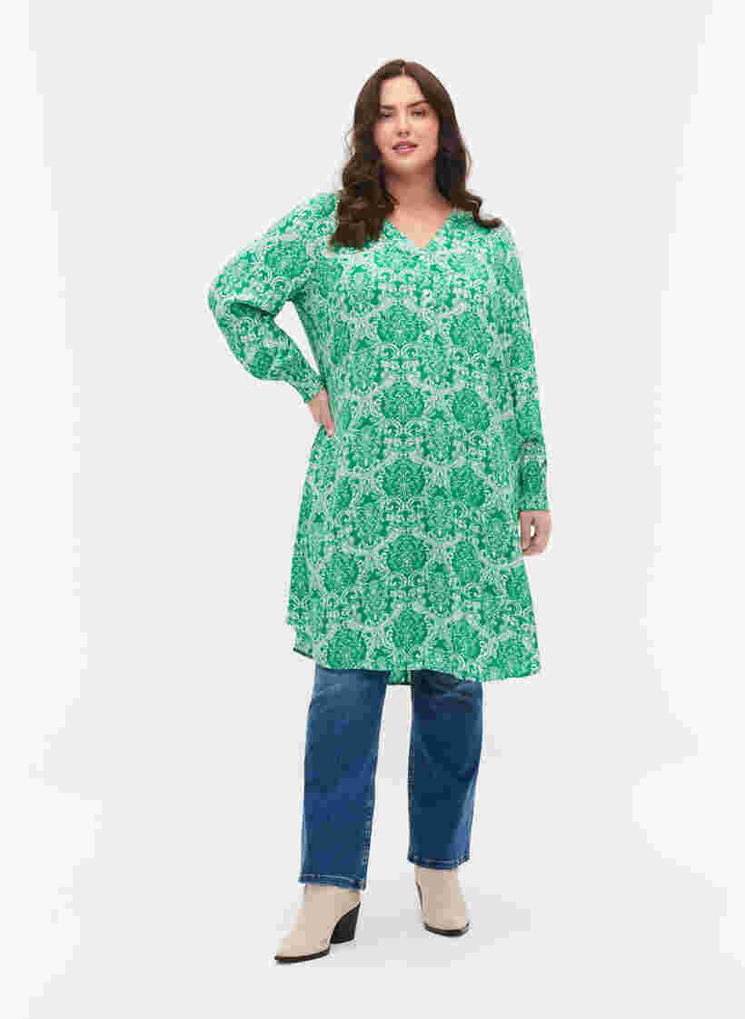 Kleid aus Viskose mit Print, Jolly Green Oriental, Model image number 2