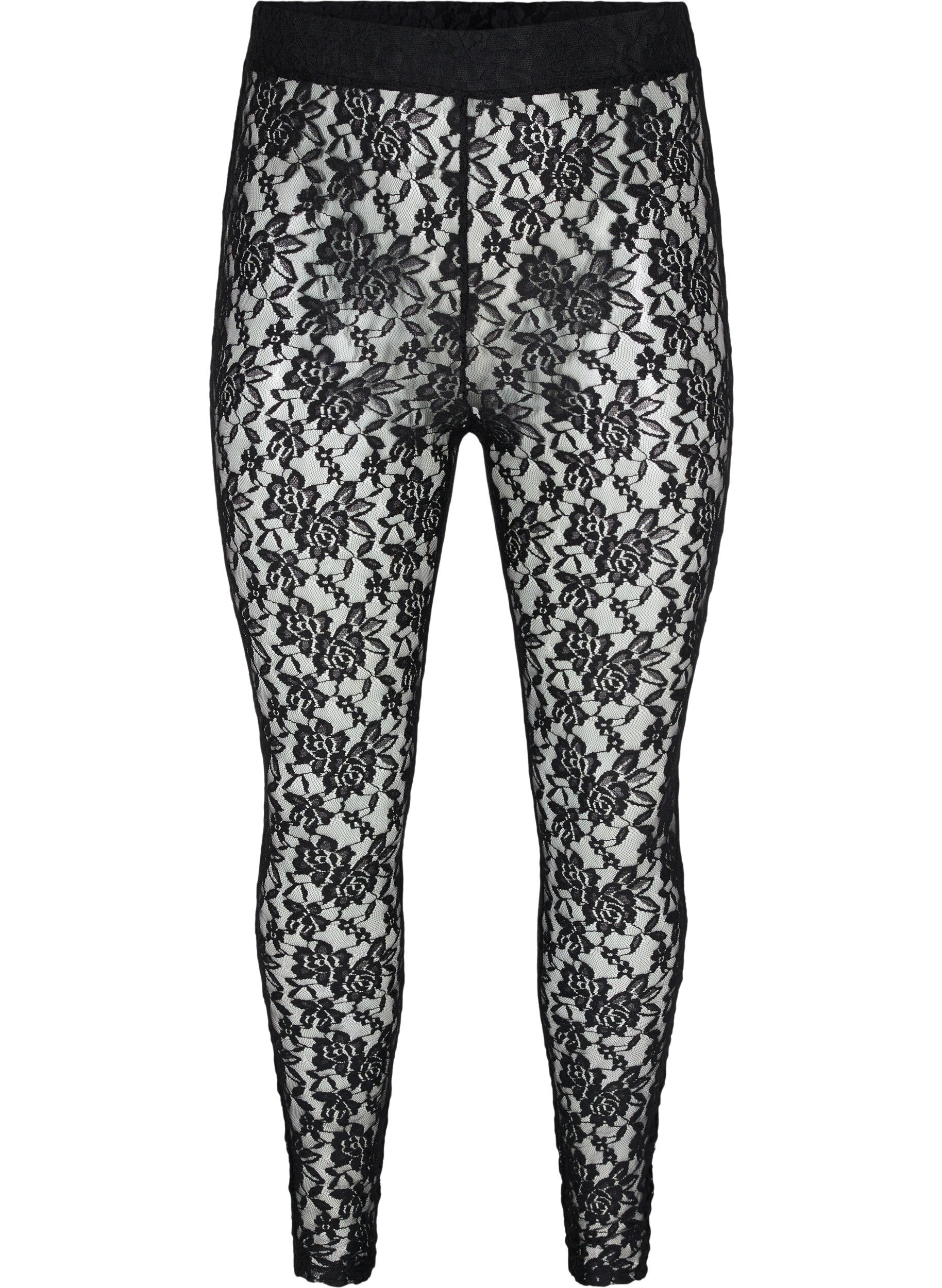 ZizziSpitzenleggings, Black, Packshot image number 0