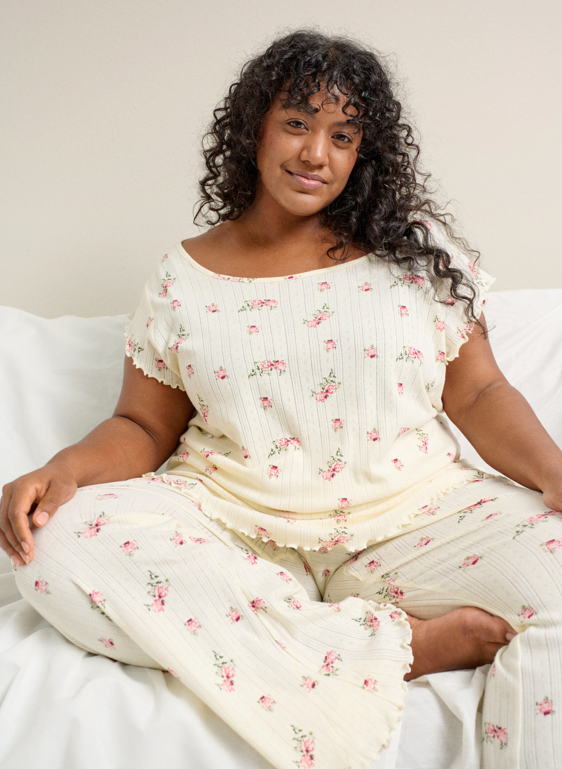 Bio-Baumwoll-Pyjamaoberteil mit Fl&uuml;gel&auml;rmeln