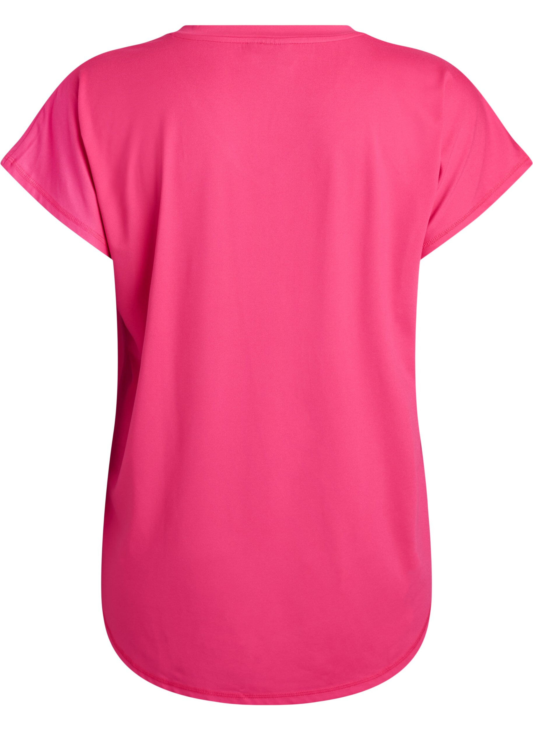 ZizziKurzarm Trainingsshirt mit V-Ausschnitt, Pink, Packshot image number 1