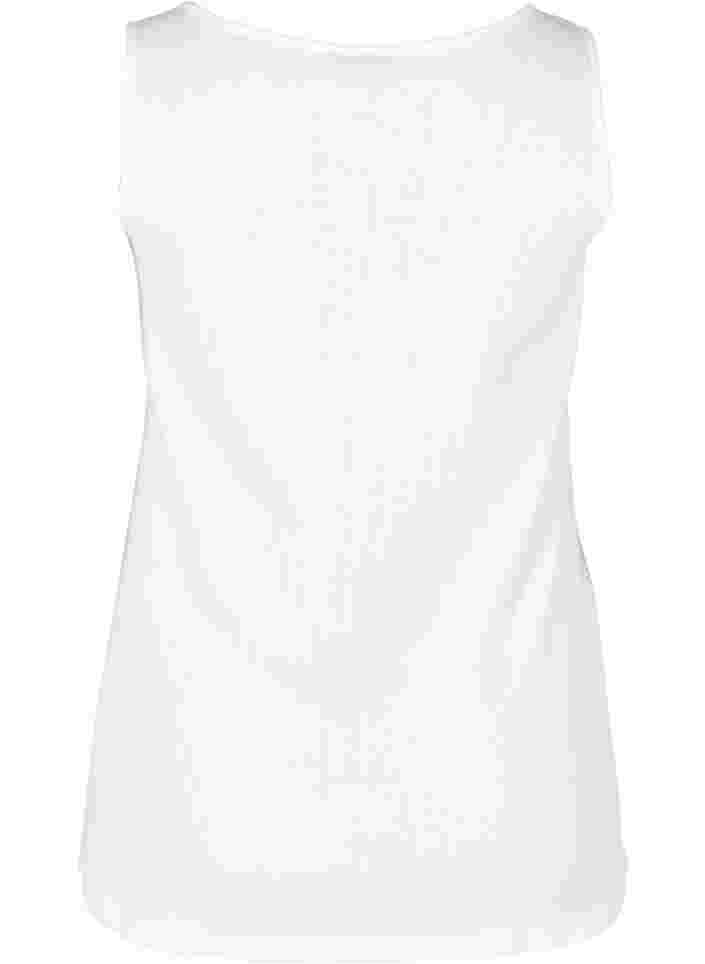 Top mit Rundhals aus Rippqualität, Bright White, Packshot image number 1