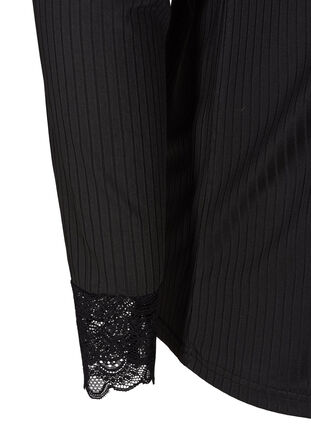 Hochgeschlossene Bluse mit Spitzendetails, Black, Packshot image number 3